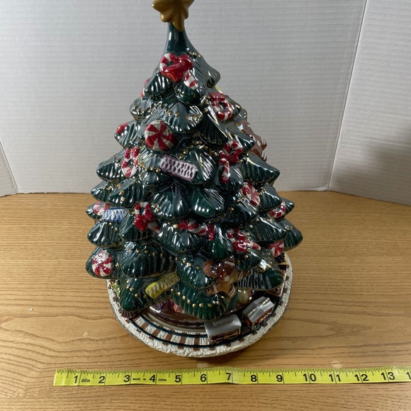 Christopher Radko Holiday Musical Motion Ceramic Christmas Tree w Train Video - Picture 12 of 13